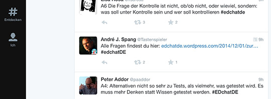Wer kann schon mit 140 Zeichen das Bildungssystem reformieren? Screenshot Twitterchat #EDchatDE