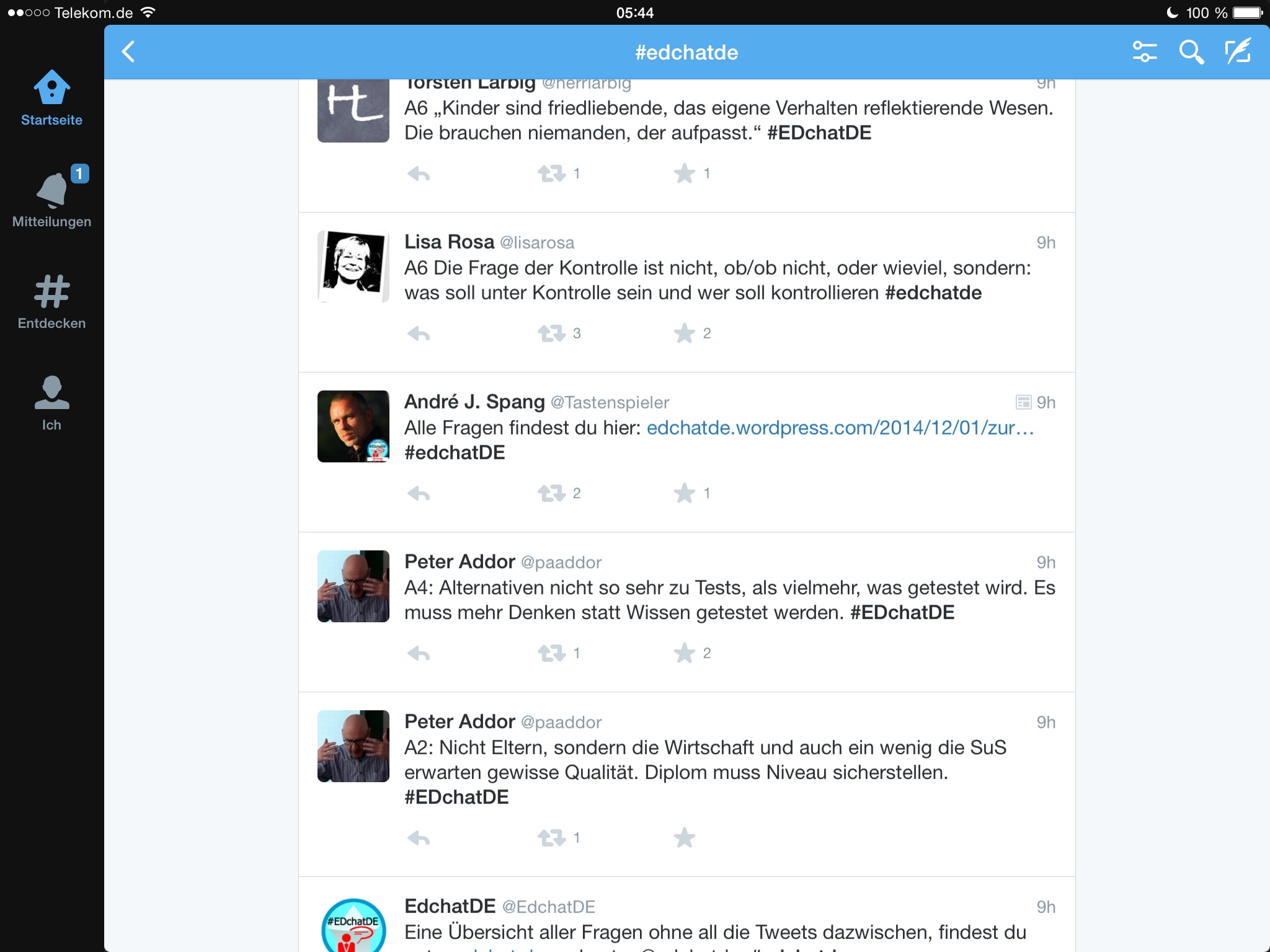 Screenshot Twitterchat #EDchatDE